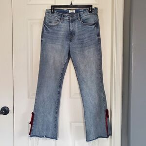 Kensie "The Tessa" high-rise bootcut jeans Blue Denim Customized Red Tie Size 6